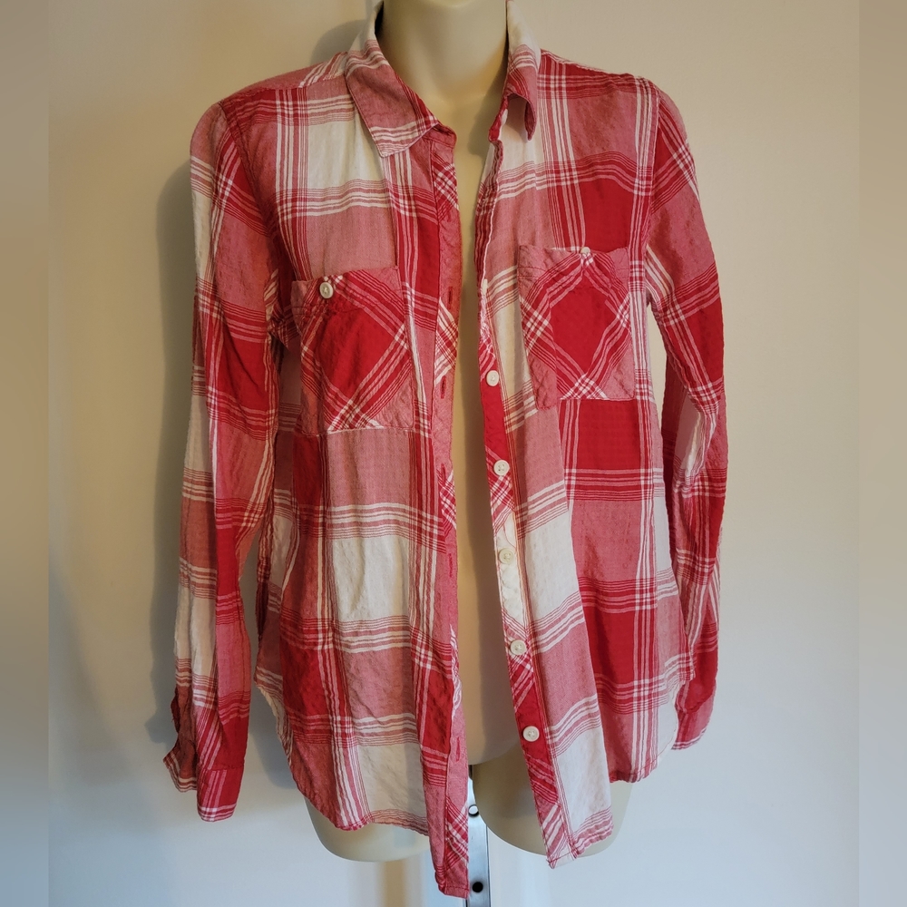 Bright red and white plaid